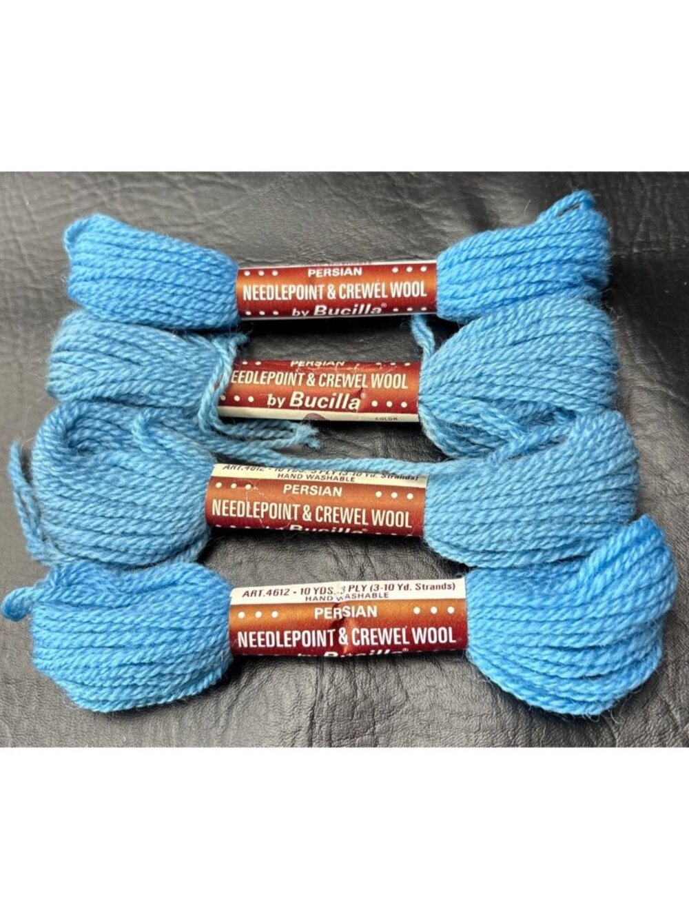 Bucilla Persian Needlepoint & Crewel Wool Yarn 4 Skeins Blue Color 55 10 Yards